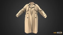 [Game-Ready] Trench Coat topology, style, trench, fashion, jacket, stylish, coat, ar, 3dscanning, fabric, casual, trenchcoat, low-poly, photogrammetry, lowpoly, 3dscan, gameasset, gameready, casual-fashion, noai, fahsion-scan