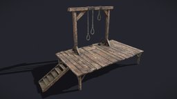 Medieval_Gallows_FBX medieval, decor, gallows, furiture, wood