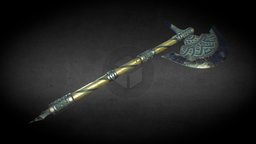 Axe A-Low Poly PBR Unreal Unity medieval, barbarian, skyrim, nordic, substance, axe