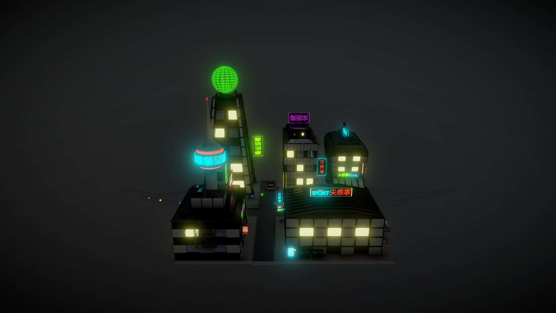 A little Cyberpunk City I made in Blender about a year ago. All Materials are made in Blender. 

Go to 
https://www.artstation.com/tdsgn
for Render Images made with Blender Cycles 3d model