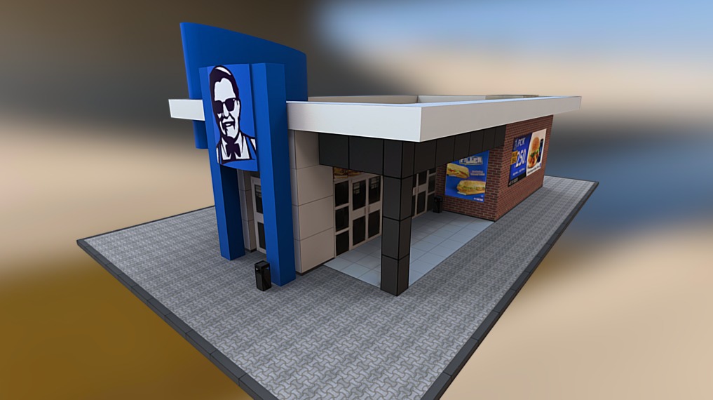 Low-Poly Fast Food Restaurant - Fast Food Restaurant -1 - 3D model by Aglobex 3d model