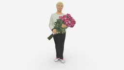 Woman in age with flowers 0959 style, people, flowers, clothes, miniatures, realistic, old, woman, character, 3dprint, model