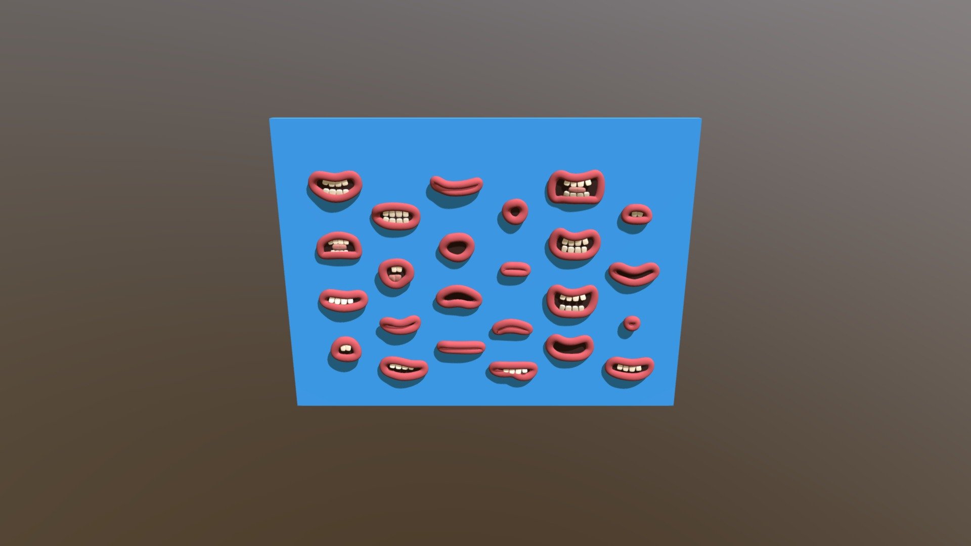 Working on Aardman-style claymation characters in Blender and created 25 default visemes for letters and emotions. 

Visemes are mouth-shapes created for animating dialogue and emotions. Thought might be useful for other animators as well 3d model