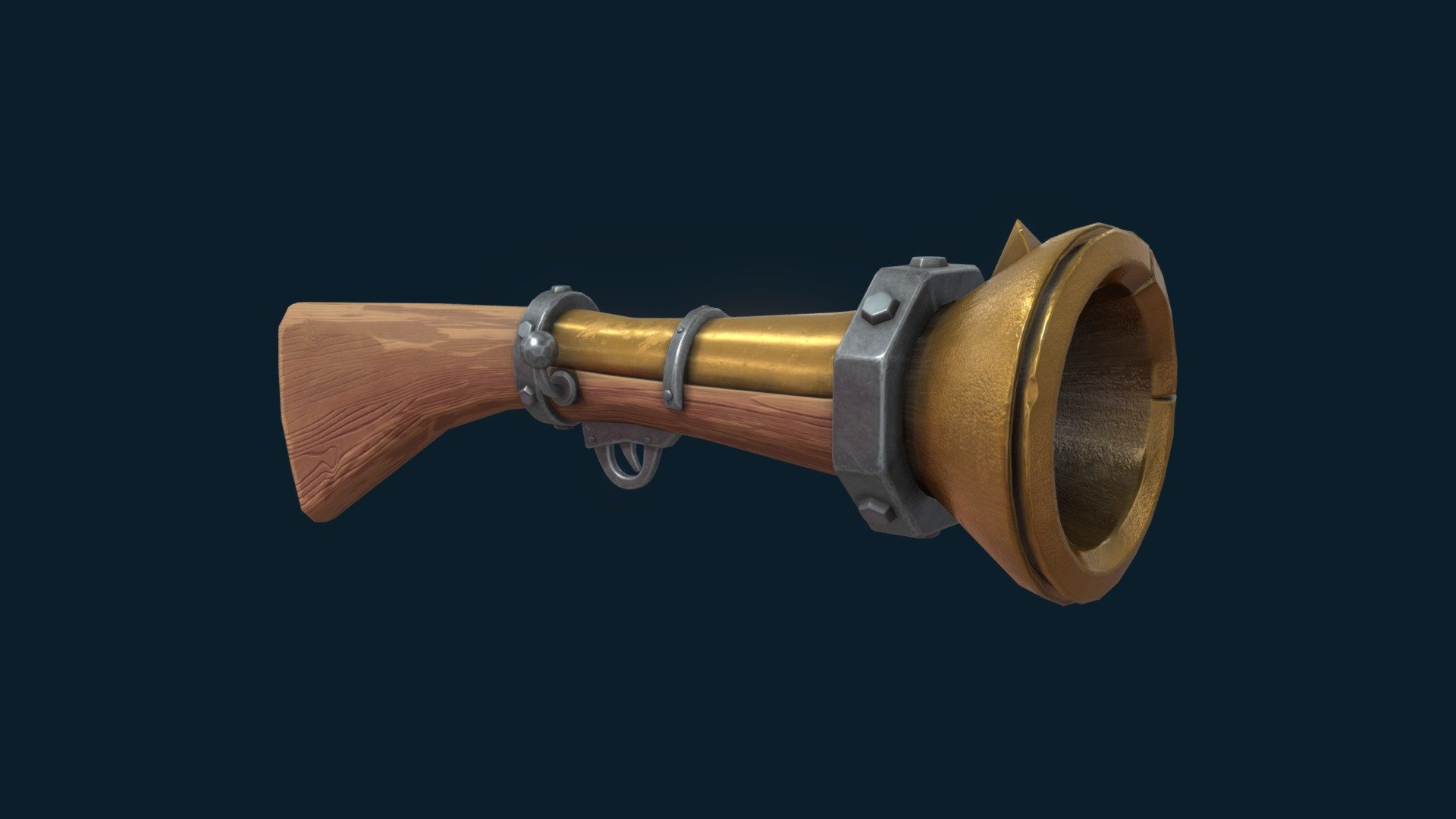 Modelled in Blender

Textured in Substance Painter

Texture Size: 4096x4096

Textures format: PNG

Textures for PBRmetalRough

Optimized for games

Triangles: 3.6k

Vertices: 2k
 - Stylized Dwarf's Gun - Buy Royalty Free 3D model by SantyFrow 3d model