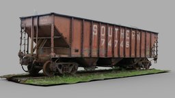 Old Southern Railcar (Raw Scan) train, abandoned, wagon, rusty, railway, southern, museum, old, georgia, gondola, hopper, railcar, duluth, vehicle, car