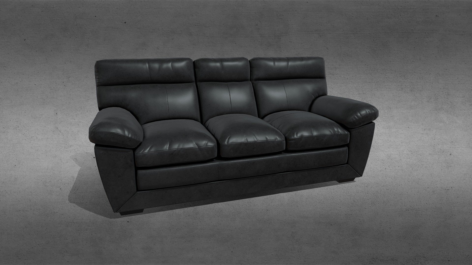 Leather Sofa in Black - Leather Sofa (Black) - Buy Royalty Free 3D model by Banendu (@bsmeher1986) 3d model
