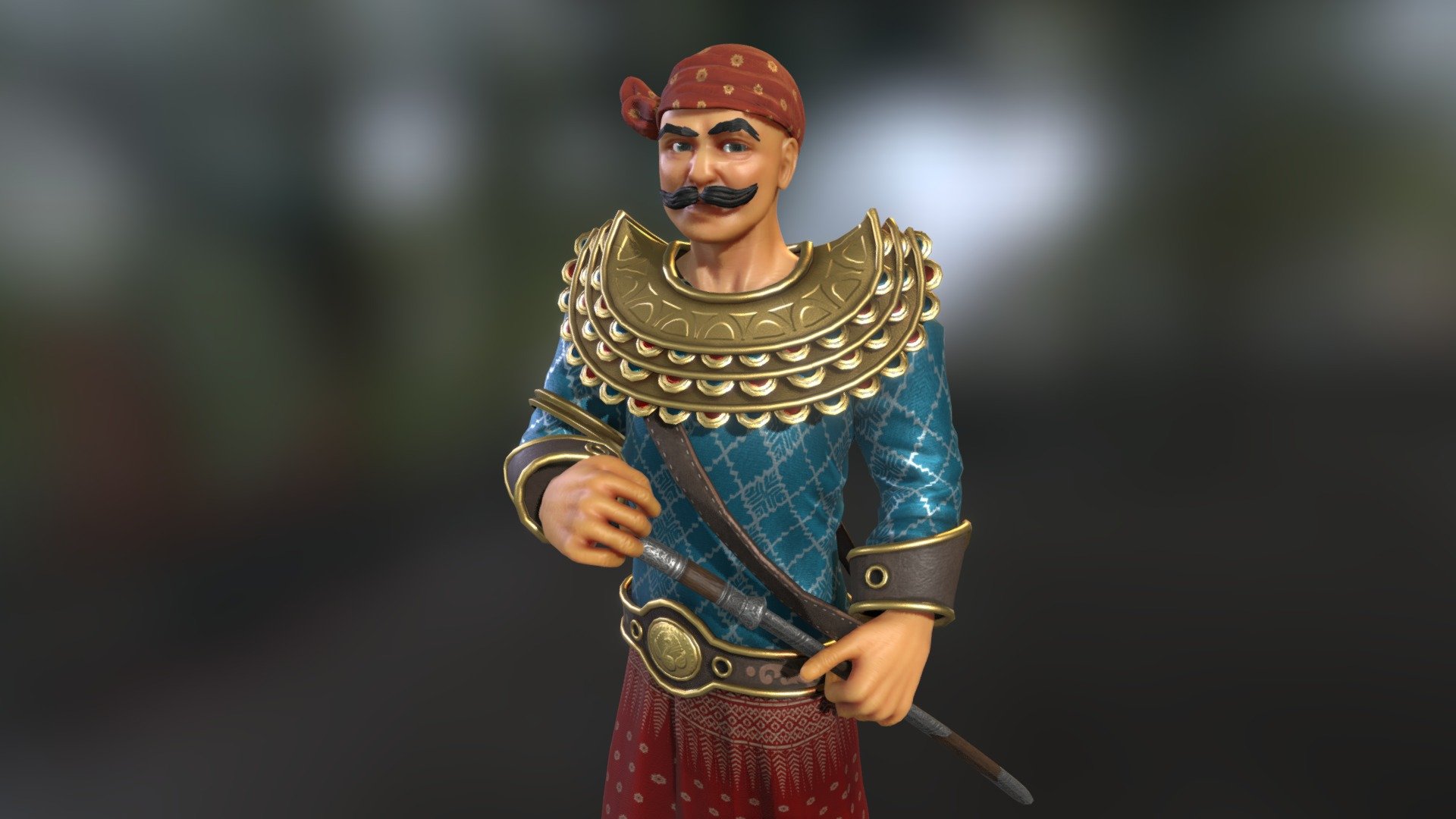 King Bayinnaung, a Burmese king who conquered a vast swathe of mainland Southeast Asia.

Modeled in Zbrush and Blender, textured in Substance Painter, rigged and animated in Blender - King Bayinnaung - 3D model by sukritact 3d model
