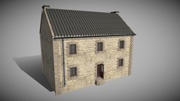 WW2 Normandy Era French House french, ww2, ready, europe, game, low, poly, house, war