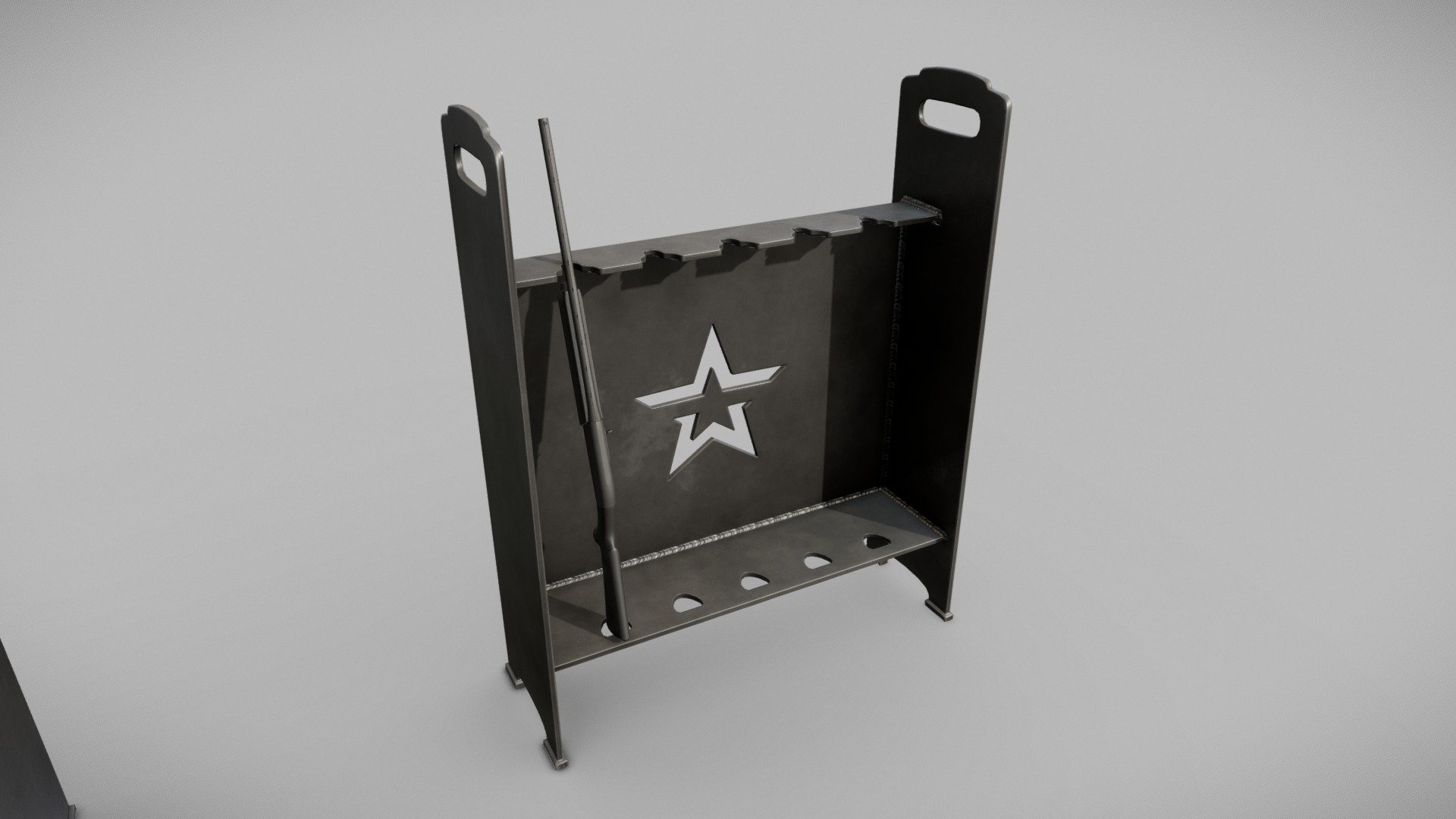 Steel Gun Rack two models: normal and short, with simple remington 1100 model 3d model