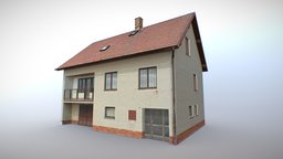 House realistic exterior, photorealistic, roof, country, family, eastern, east, realistic, czech, europe, countryside, phototexture, architecture, lowpoly, house, building, village, backround
