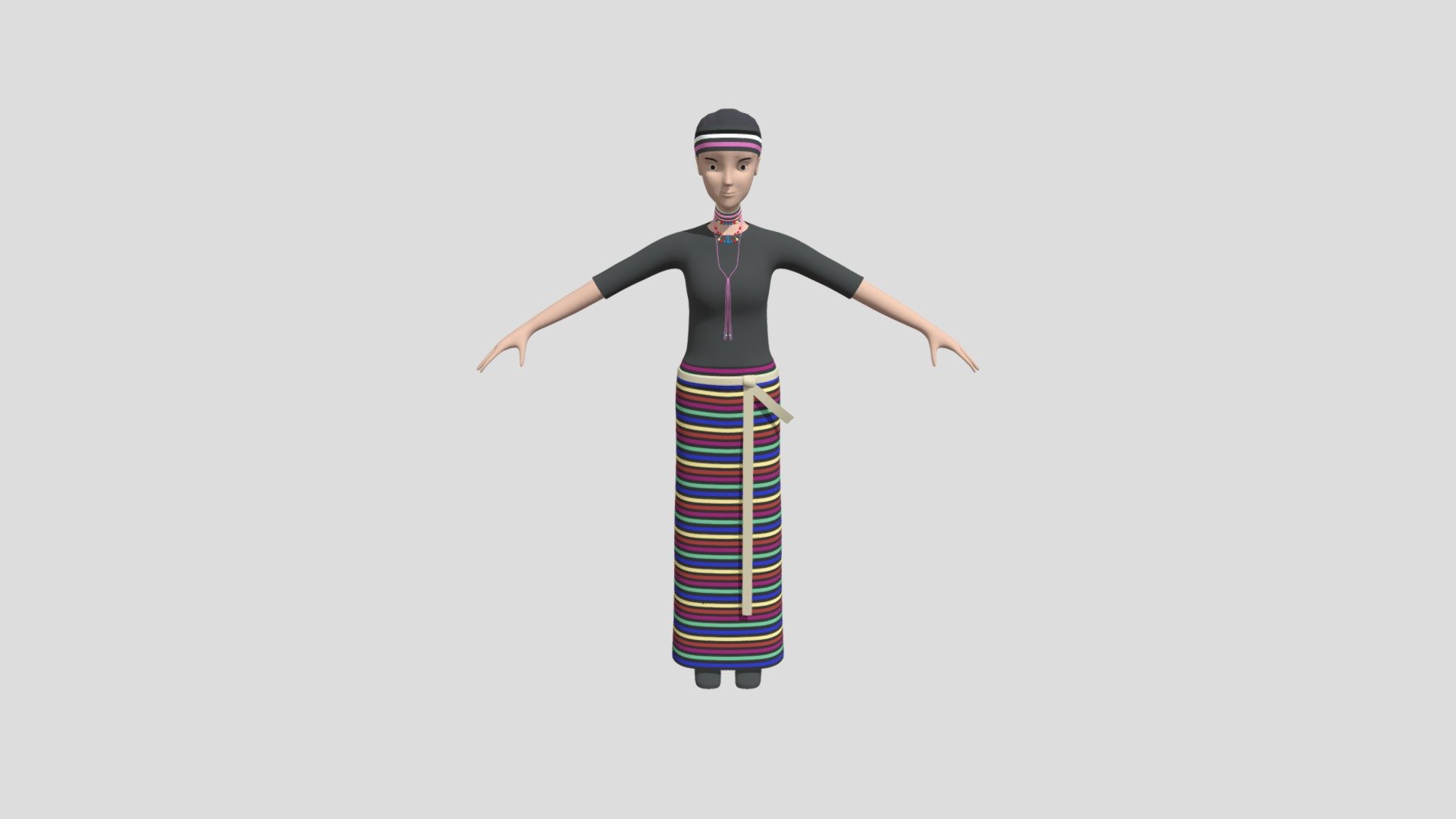 Female character in Ethiopia national dress - Cartoon female character - 3D model by Mobius_3D (@Sergio_3D) 3d model
