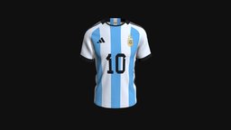 Messi Jersey Design With 3 Star argentina, obj, fbx, df, jersey, messi, 3danimation, digital3d, design3d, newjersey, 360render, obj3d, appareldesign, apparel3d, style3d, jerseydesign, clothjersey