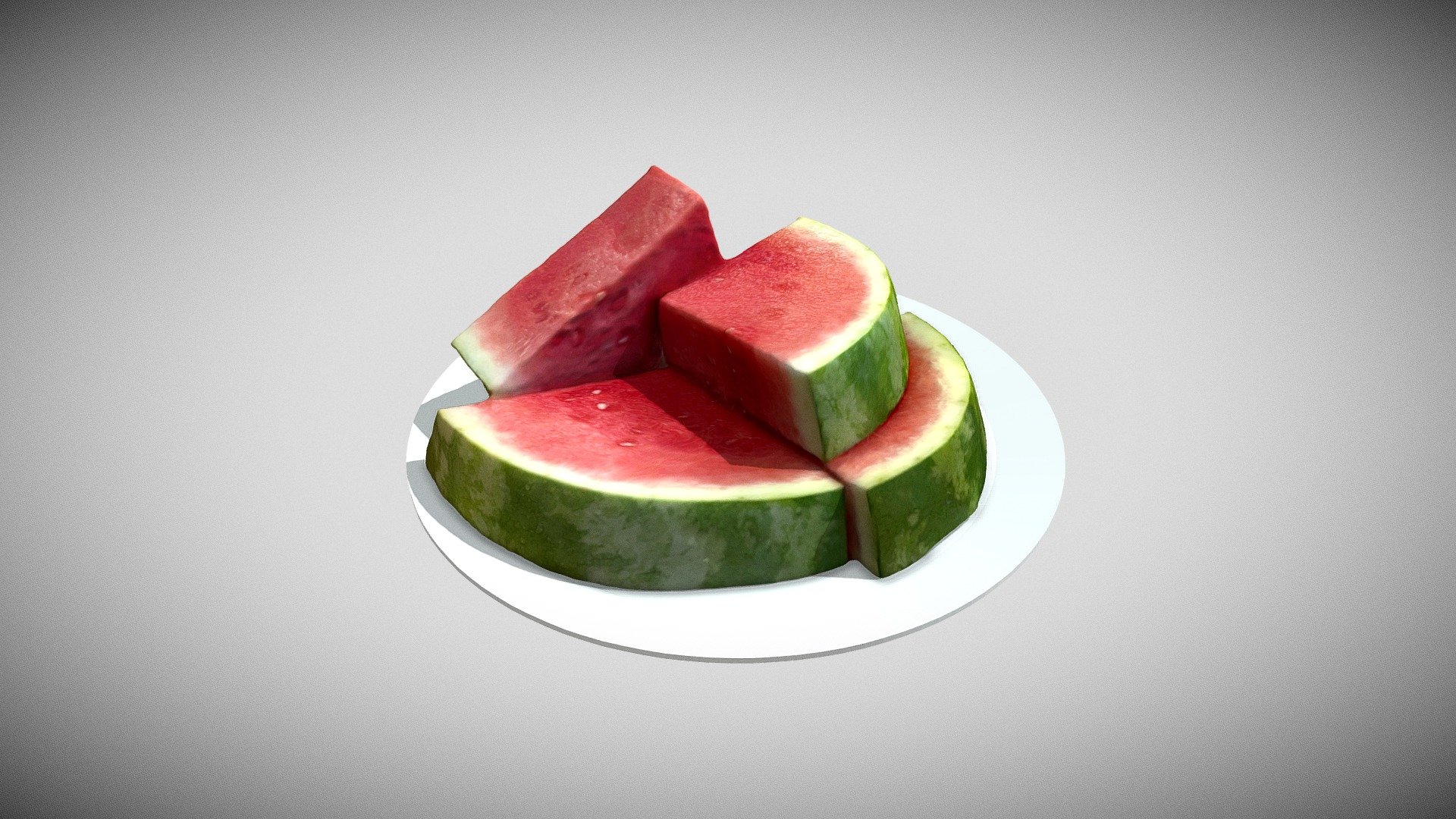 Watermelon Sliced on a plate - Buy Royalty Free 3D model by Marc Sawyer (@whitewashstudio) 3d model