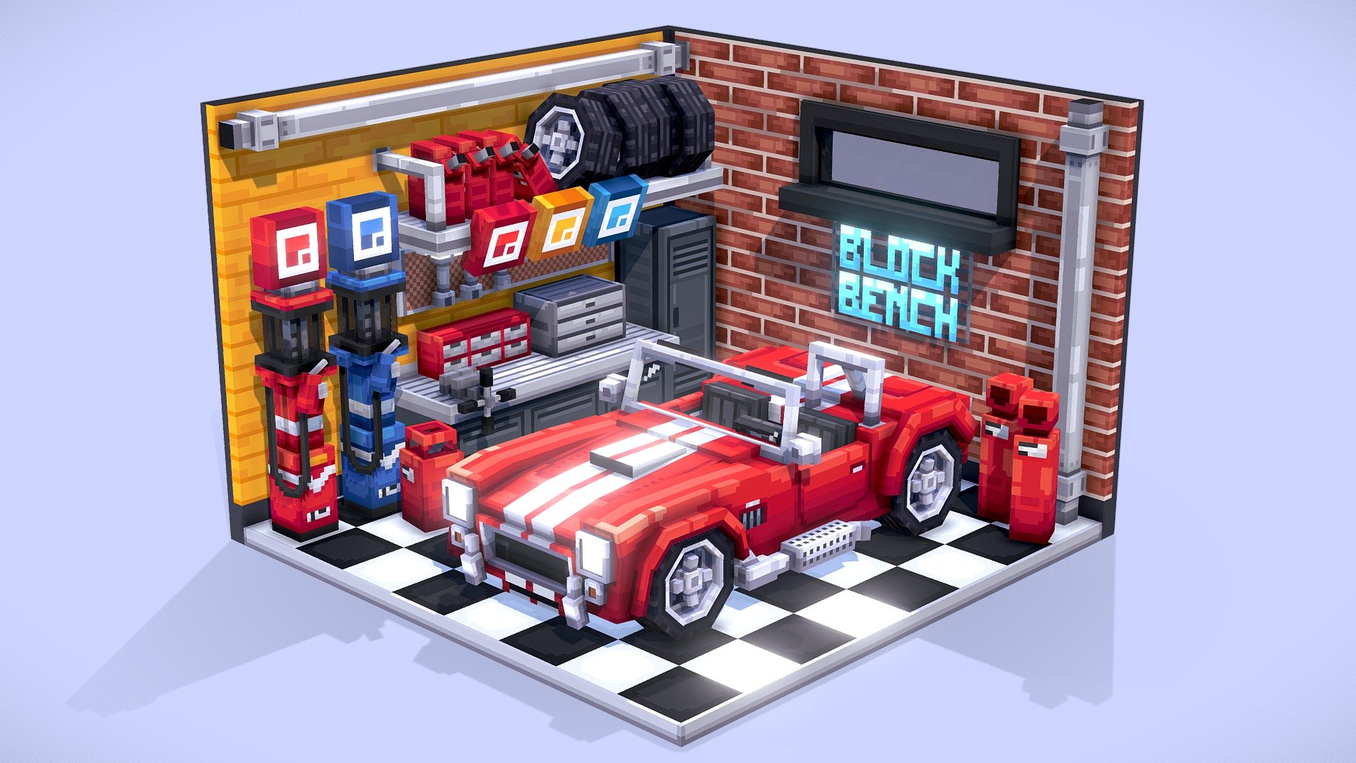 Retro Garage made with Blockbench 3d model