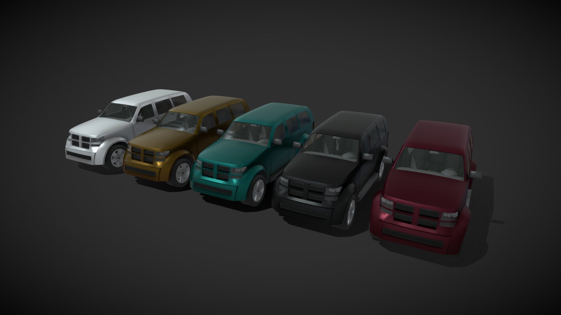 Generic Off-Road Car With Interior Lowpoly 3D Model  is completely ready to be used in your games, animations, films, designs etc.


The model comes with 5 different color textures.
Car lights are transparent. 

Technical details:


File formats included in the package are: FBX, OBJ, GLB, ABC, DAE, STL, x3d, BLEND, gLTF (generated), USDZ (generated)
Native software file format: BLEND
Polygons: 9,138
Vertices: 9,329
Textures: Color, Metallic, Roughness, Normal, AO.
All textures are 2k resolution.
 - Generic Off-Road Car With Interior Lowpoly - Buy Royalty Free 3D model by 3DDisco 3d model