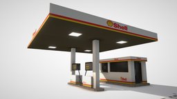 Small Fuel Station Shell (Low Poly)