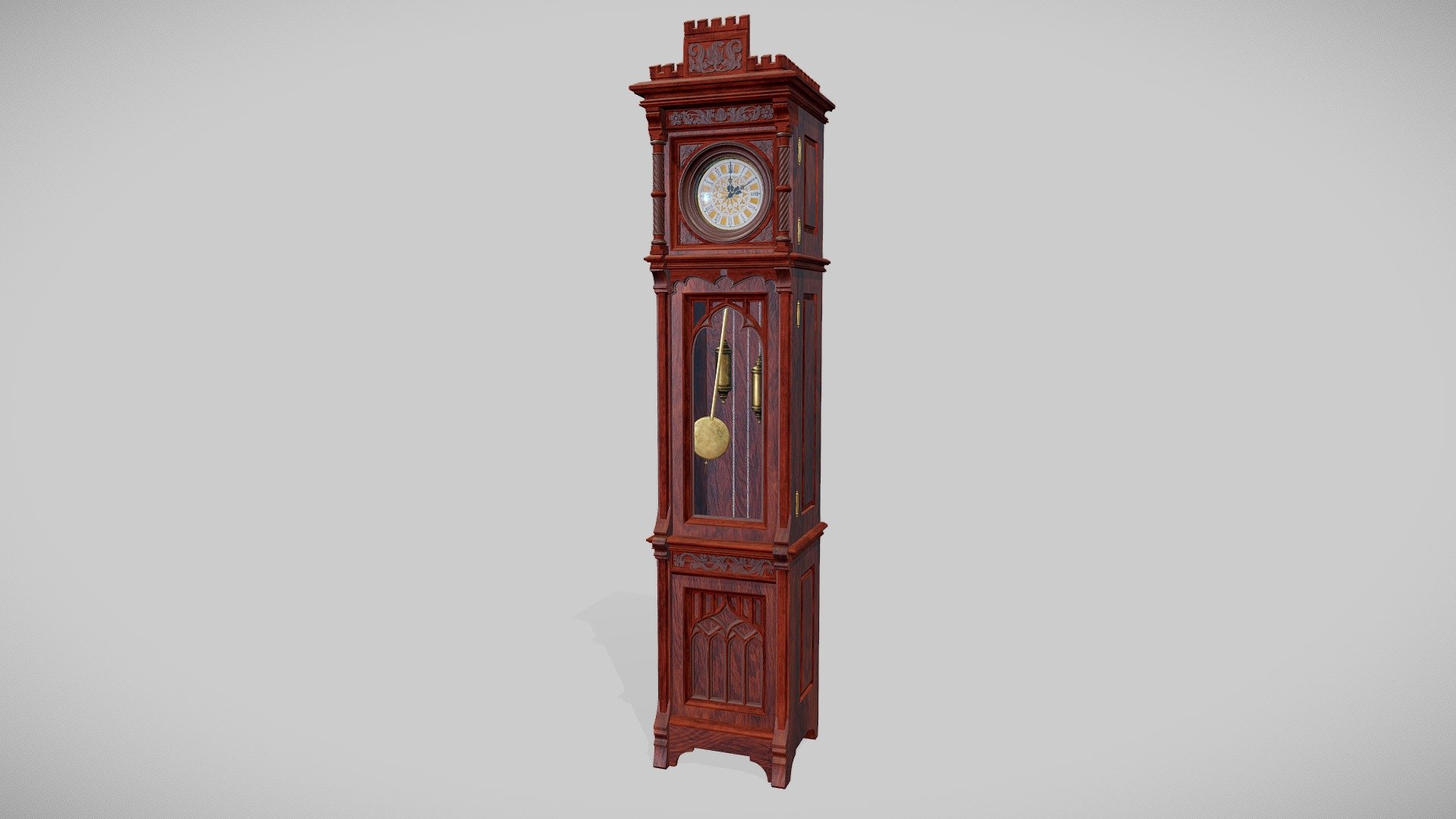 Decorated Victorian longcase clocks with movable pendulum and hands. The middle part of case  is openable and contains clockwork with weights on chains and pendulum. The upper part is also openable and contain clock face with movable hands. As a material for case, we chose acacia wood in light and dark variants to highlight the decorations. Model fits perfectly to any room or hallway  of the late 19th century.

Models have LODs and custom coliders for easy use as game props. Packed Ambient oclusion(R), roughness(G) and metalic(B) and unreal engine 4 project is also included 3d model