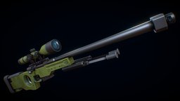 Stylized AWP sniper rifle rifle, scope, army, bullet, firearm, combat, weaponry, assault-rifle, sniper-rifle, awp, bolt-action-rifle, weapon, stylized, gun, war