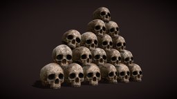 Skull Piles graveyard, anatomy, tombstone, cemetery, pile, head, stack, game, pbr, lowpoly, skull, halloween, horror