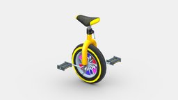 Cartoon unicycle bike, bicycle, kids, circus, children, tricycle, show, match, wheeled, lowpolymodel, schedule, vehicle, sport, troupe