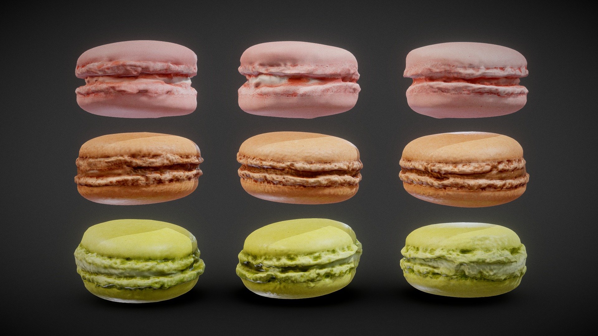 Scanned Macarons - Macarons - Buy Royalty Free 3D model by Polygonal Miniatures (@Polygonal_Miniatures) 3d model