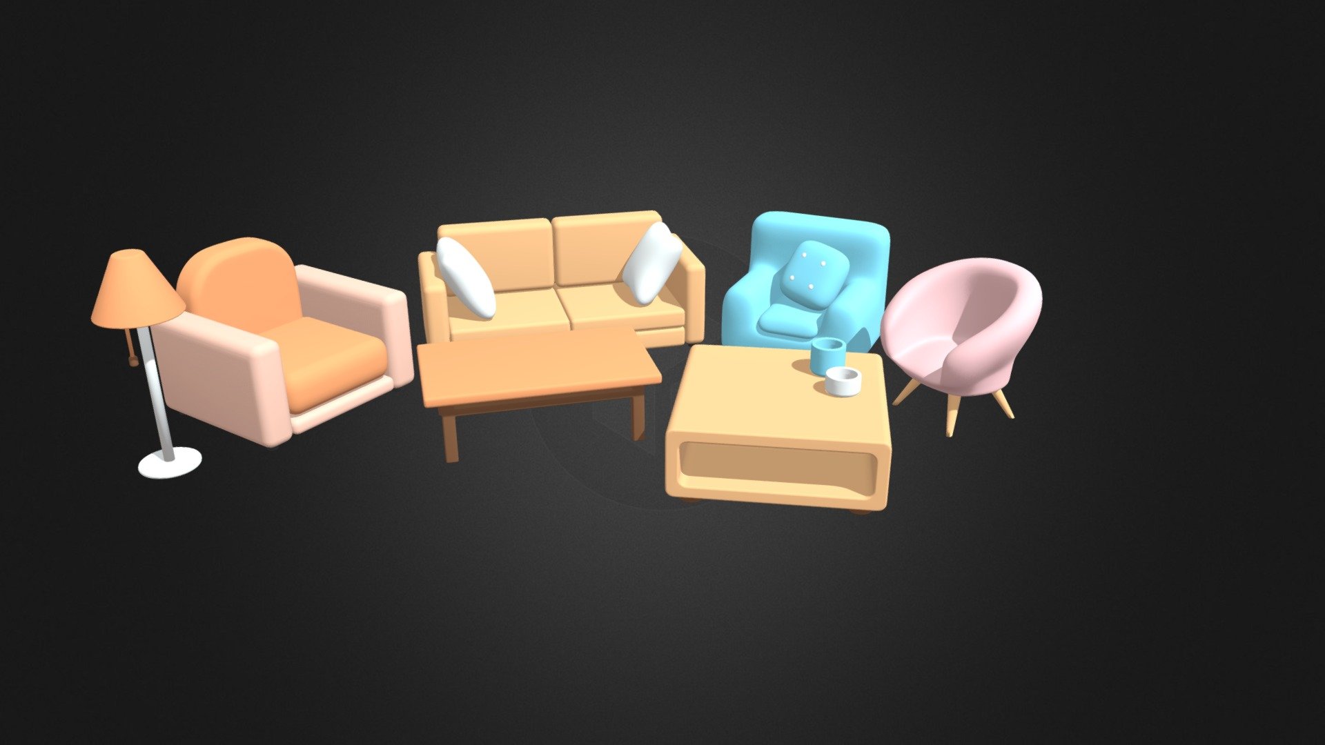 Sofa and Tables Simple Stylized Toon - Sofa and Tables Simple Stylized Toon - Buy Royalty Free 3D model by tofanarahman 3d model