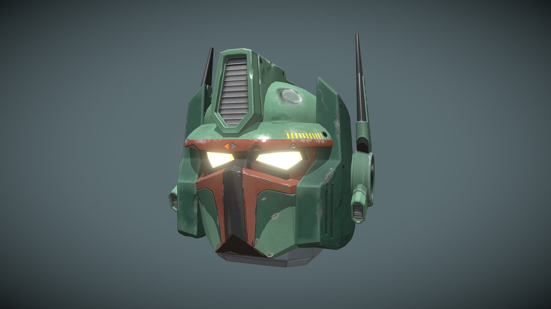 The Optimus Prime head I made, but with a Boba Fett finish - Boba Prime - Buy Royalty Free 3D model by Philip Gilbert (@PhilipAGilbert) 3d model
