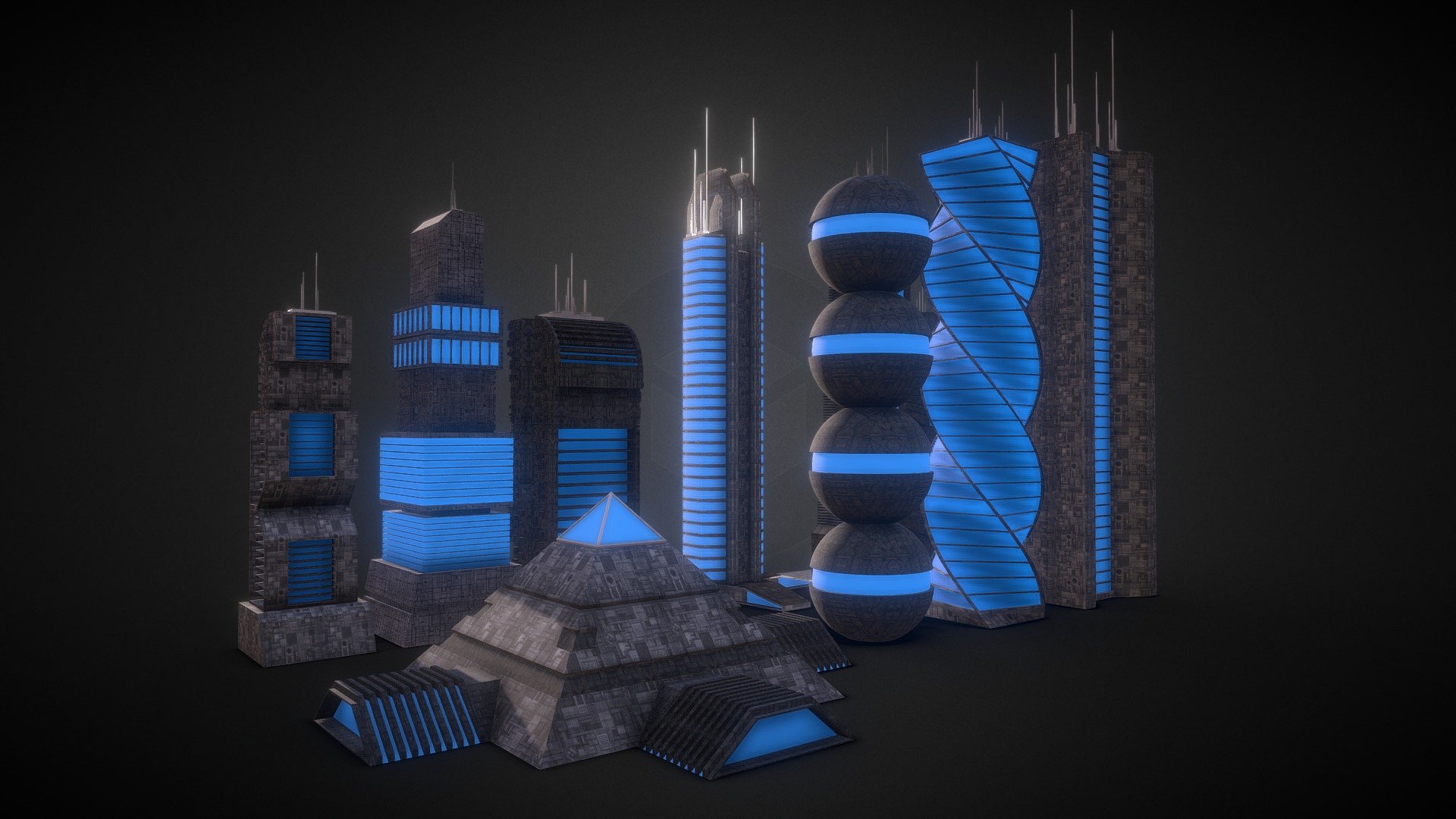 This model pack is completely game ready and textured. 10 Buildings are included in this model pack. They are low poly and good for useing in any Sci-Fi game environment. :) 10 lowpoly sci-fi models are included in the project. I hope everyone will like my art. :) - Sci-Fi Buildings Pack - Buy Royalty Free 3D model by Md Waziullah Apu (@ApuArt) 3d model