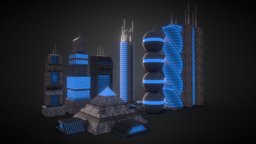Sci-Fi Buildings Pack assets, buildings, gamedesign, vr, gamedevelopment, sic-fi, lowpoly, gameart, gameasset, gameready