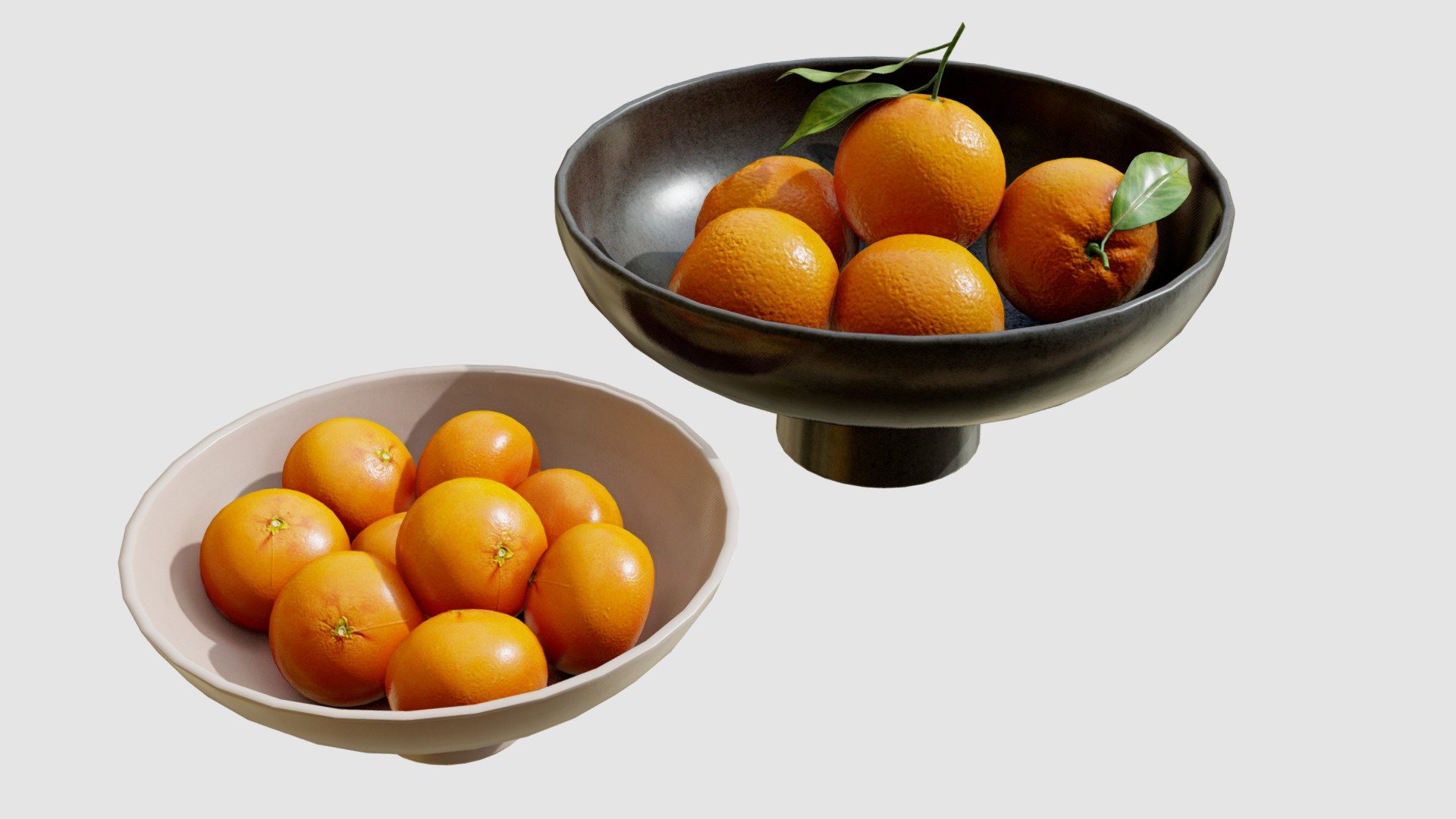 3D model - Food Set 04 / Bowls with Oranges and Mandarins. 
PBR materials, 4k maps. 2 materials - a bowl with oranges and a bowl with mandarines - Food Set 04 / Bowls with Oranges and Mandarins - Buy Royalty Free 3D model by 3detto 3d model