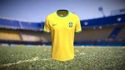 Brazil Replica World Cup Official Home Jersey brazil, textile, fashion, obj, fbx, jersey, worldcup, apparel, gltf, digital, clothing, appareldesign, 3dappareldesign, textledesign