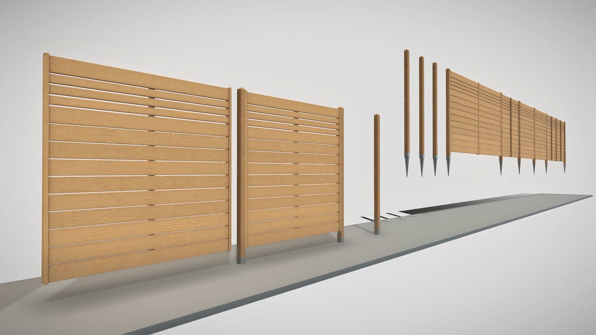 Modular wood fence 2 remastered version.




Object Name - Modular_Wood Fence_2 

1.942m x 0.076m x 2.366m

Polygons = 1332






Object Name - Modular_Wood Fence_2_Pole 

0.072m x 0.072m x 2.366m

Polygons = 502






Object Name - Modular_Wood Fence_2_Mid 

1.803m x 0.071m x 1.800m

Polygons = 328






Object Name - Modular_Wood Fence_2_Pole_L 

1.873m x 0.076m x 2.366m

Polygons = 830






Object Name - Modular_Wood Fence_2_Pole_R 

1.873m x 0.076m x 2.366m

Polygons = 830






Object rotation and location is 0, scale is 1.000 x 1.000 x 1.000

Object center point is where it should be, so you can place the object easily on your ground



Texture map types (4K and 8-K): 




Base Color

Normal

Metalness

Roughness



Last update:
17:03:07  23.11.21






3d modeled, textured and animated by 3DHaupt in Blender-3D.



The support is guaranteed if you have problems with the product 3d model