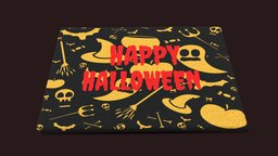 Halloween_Cartoon_Squares_Decorative_Mat_OBJ rug, carpet, trickortreat, halloween
