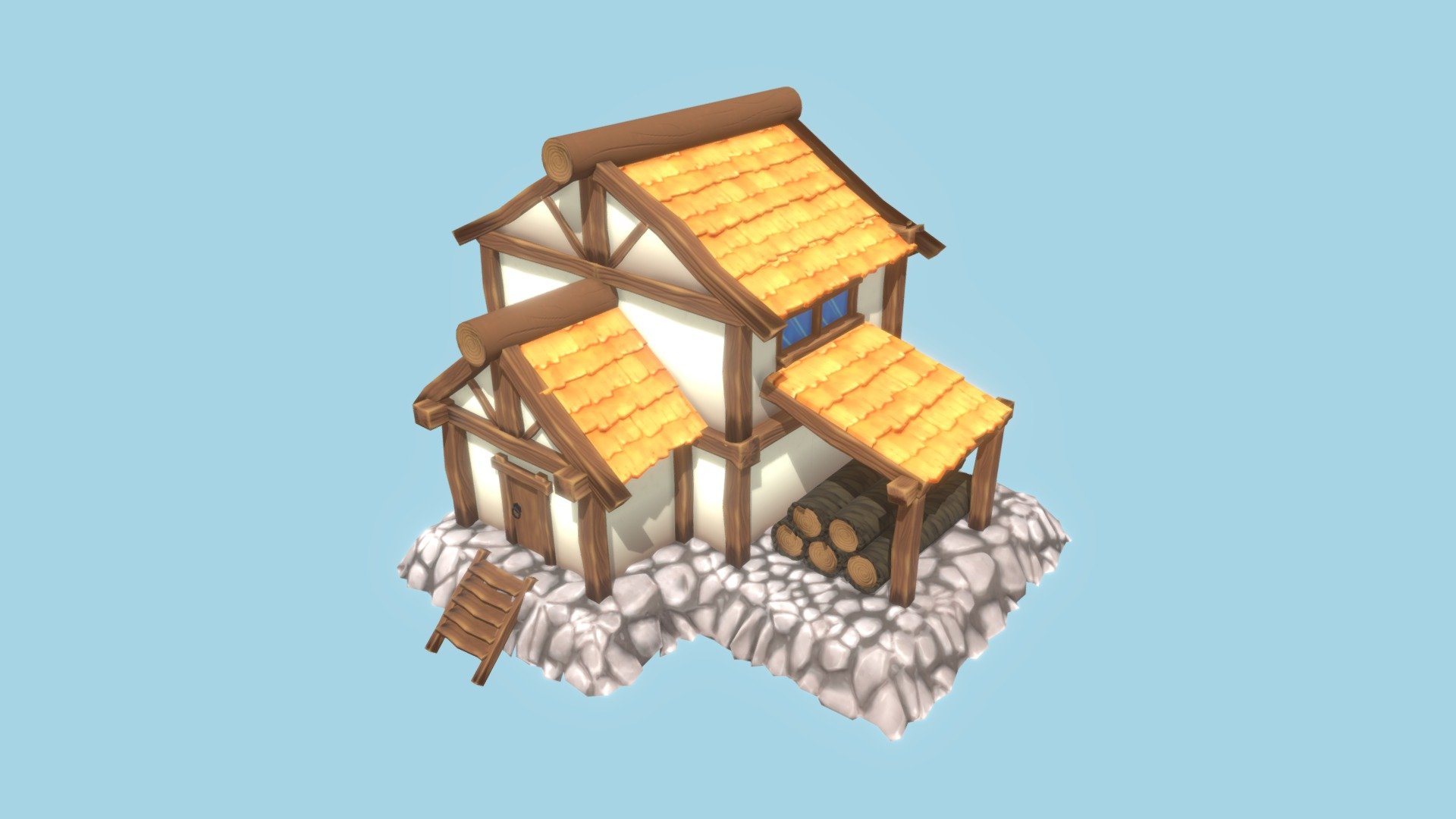 Stylized, game-ready house 3d model