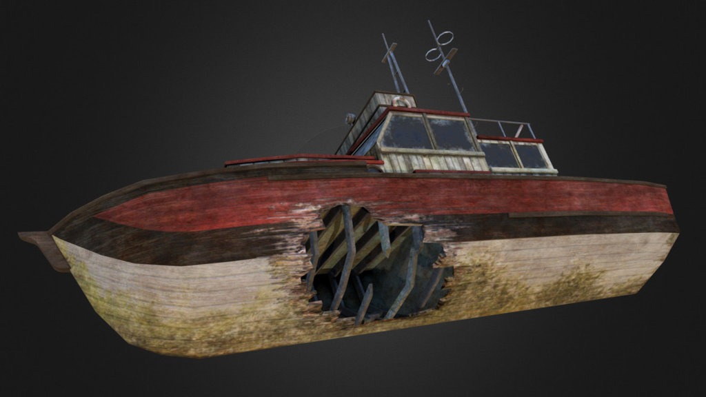Beached boat from the South Pacific Torque demo.  When I started working at Sickhead Games, we were working on a south pacific lsland demo.  This was one of the first 3d models I worked on for the South Pacific demo 3d model