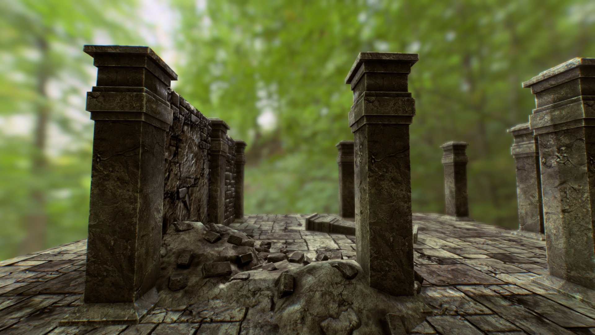 Catacomb Ruins Scene  From my Modular Unity pack: Modular dungeon pack - Catacomb  I recommend you go into first person mode, full screen, HD textures! :) 2K texures - Catacomb Ruins Scene - 3D model by tobyfredson 3d model