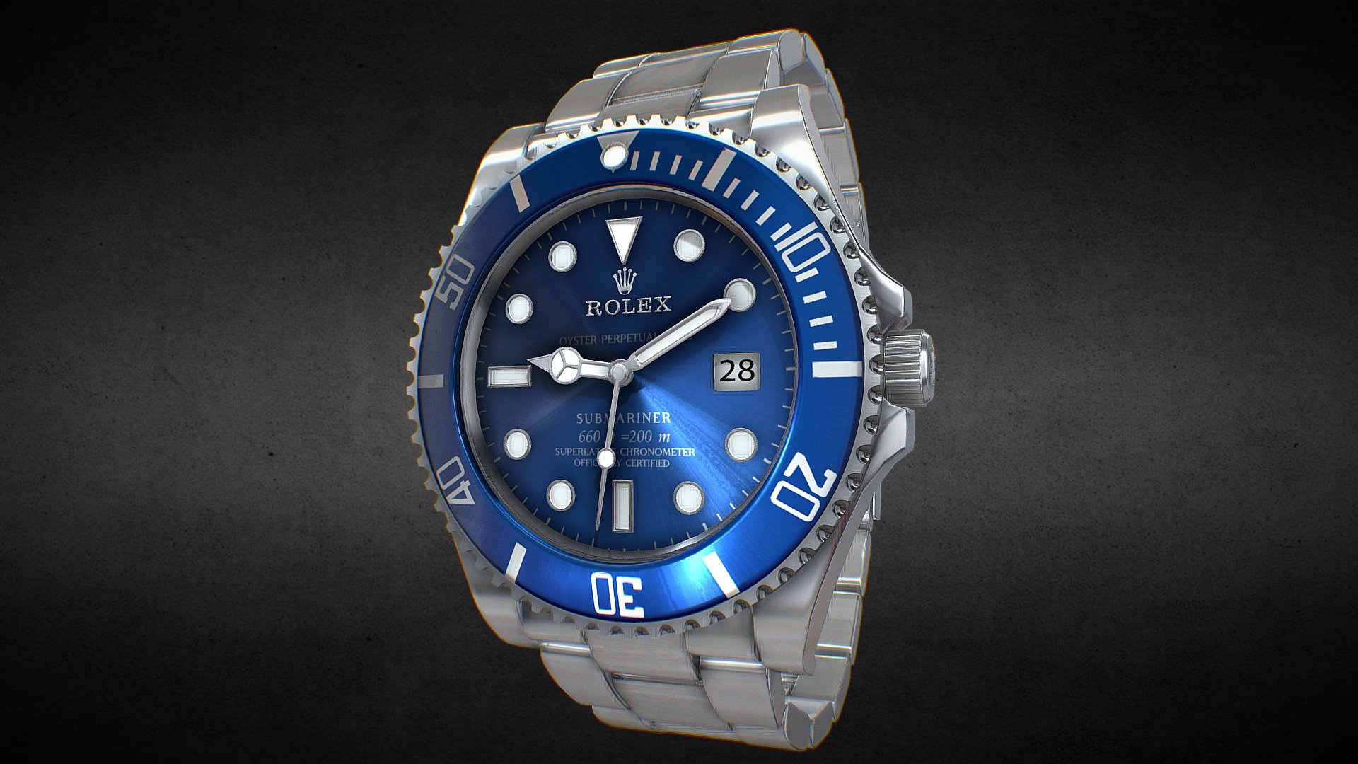 Awesome stainless steel Rolex Submariner Date White Gold Men’s Watch 116619LB  watch․
Use for Unreal Engine 4 and Unity3D. Try in augmented reality in the AR-Watches app. 
Links to the app: Android, iOS

Currently available for download in FBX format.

3D model developed by AR-Watches

Disclaimer: We do not own the design of the watch, we only made the 3D model 3d model