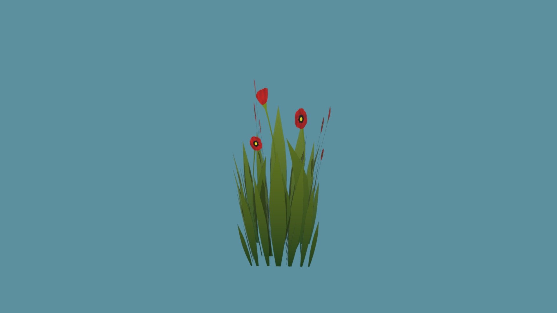 A low-poly model of grass &amp; poppies, part of a collection of foliage for a video game project. Made in Blender, to use in Unreal4 3d model