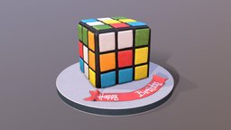 Rubiks Cube Cake cake, party, birthday, trainer, head, scanned, rubikscube, photogrammetry, cakesburg, noai