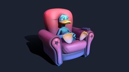 Relaxed Duck sculpt, duck, cartoonish, 3dprinting, colors, nature, handpainting, printable, relax, zbrush, stylized, harmchair