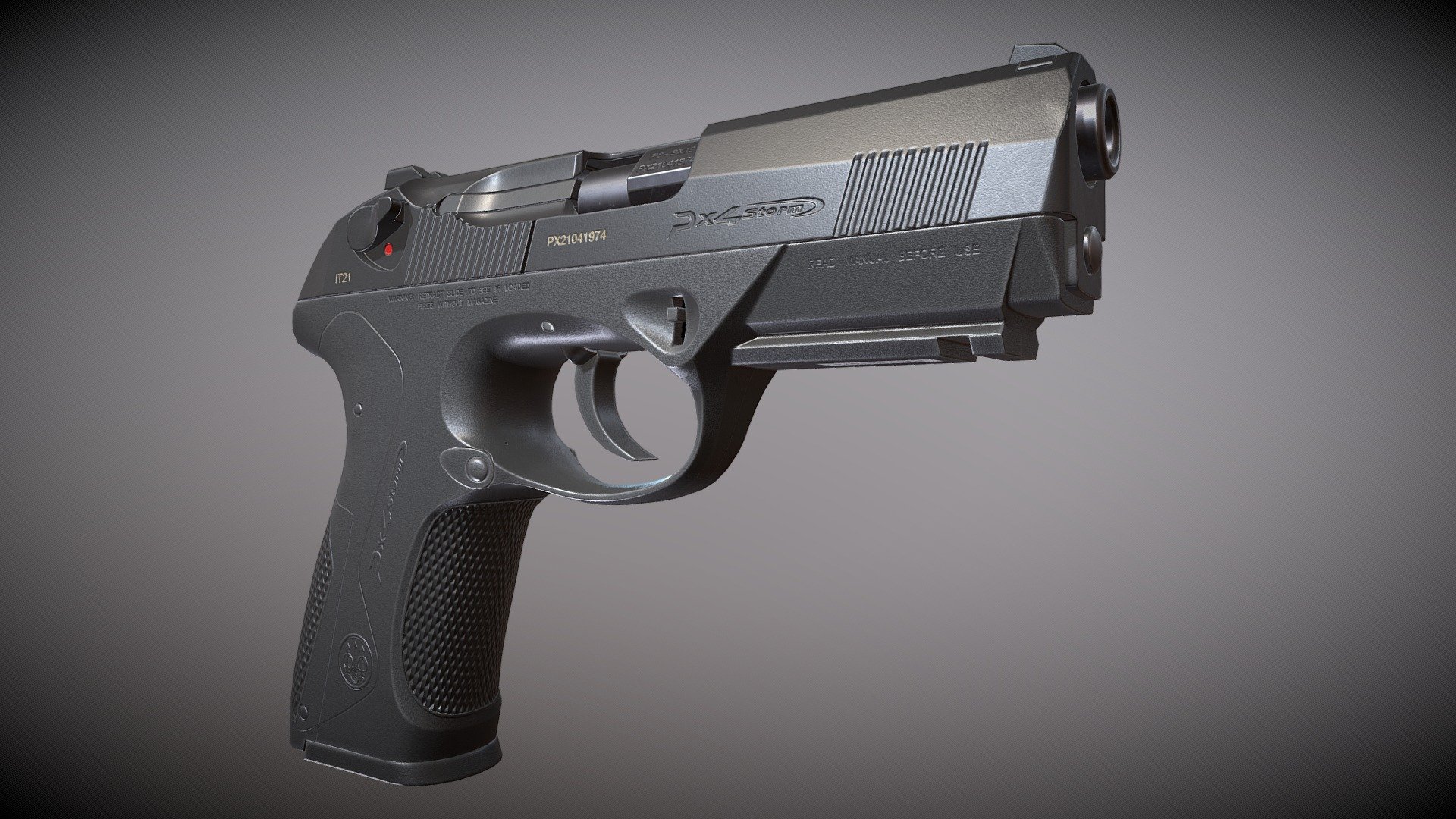 The Beretta Px4 Storm is a semi-automatic pistol manufactured by Beretta of Italy and intended for personal defense and law enforcement use.
Low-poly pbr-game-ready model

Textures 4k PBR Metallic Roughness

high poly modeling done in blender and ZBrush

Low poly done in blender

Textured in Substance painter, baked and rendered using Marmoset Toolbag 4 - Beretta Px4 Storm - Buy Royalty Free 3D model by Wallerion 3d model