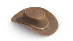 Cowboy Hat Low Poly Realistic PBR hat, cow, style, leather, toy, cap, cloth, boy, fashion, retro, west, wild, woody, cowboy, vr, western, ar, america, stars, texas, story, realistic, head, sheriff, accesories, rodeo, asset, game, 3d, low, poly, clothing