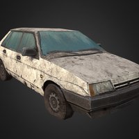 1991 VAZ 21099 sedan, prop, saloon, wreck, lada, russian, dirty, max, game-ready, vaz, free-use, game, 3d, car, 3ds