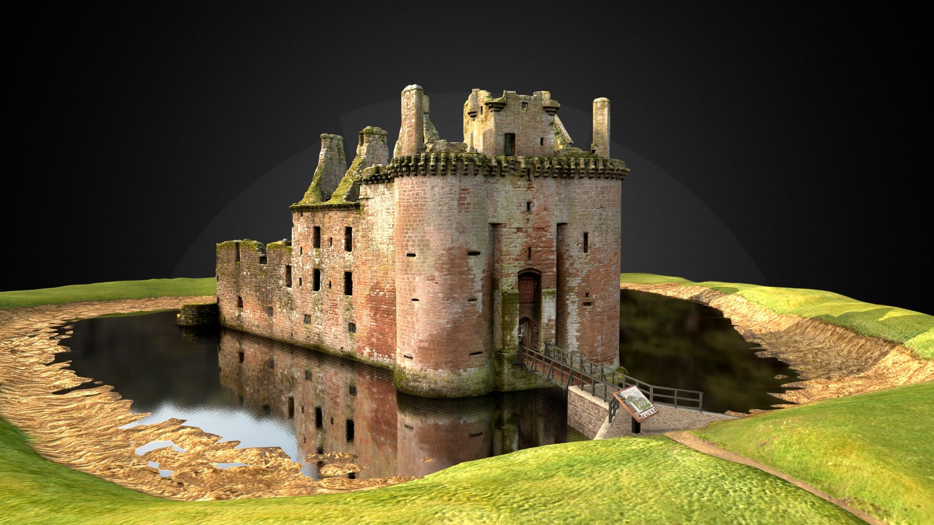 Caerlaverock Castle stands largely complete and is amongst the foremost examples of Scottish medieval secular architecture. Its triangular-shaped curtain wall is unique in Britain, and the Nithsdale Lodging within, dating from the 1630s, is one of the finest examples of Renaissance architecture in Scotland.
Caerlaverock Castle was the chief seat of the Maxwells, one of the great noble families in southern Scotland. 

The castle is famous in history and literature through its siege by Edward I of England in 1300, commemorated in the contemporary poem, The Siege of Caerlaverock. It was captured in 1640 by the Covenanters after a protracted siege and thereafter abandoned as a lordly residence.

Check out our Caerlaverock collection here.

Download our Caerlaverock Castle Quest app!

Rae Project | PIC182 - Caerlaverock Castle - 3D model by Historic Environment Scotland (@HistoricEnvironmentScotland) 3d model