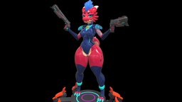 Cyberpunk Kobold Girl cyberpunk, furry, kobold, characterdesign, furryart