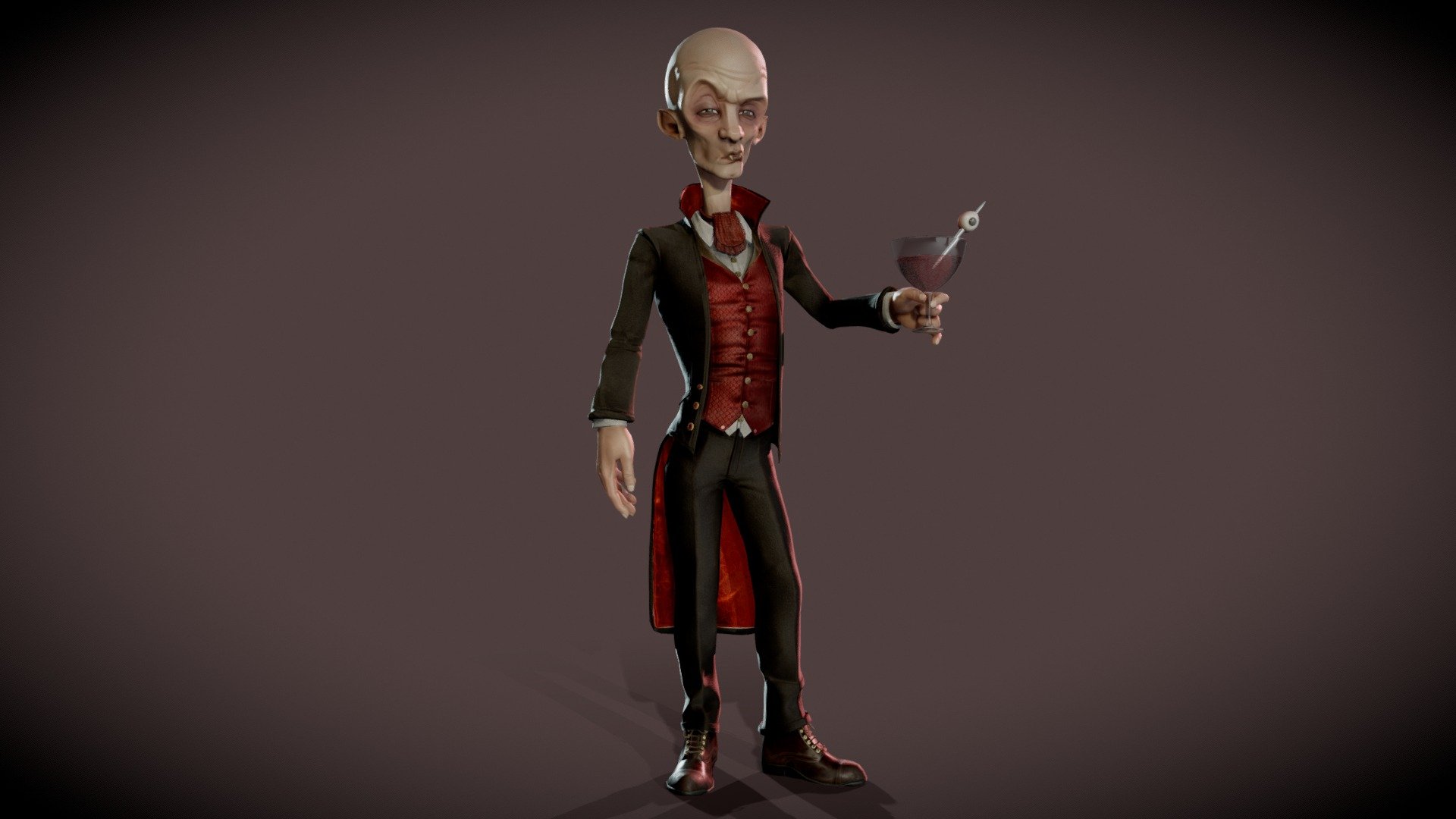 Took my previous Vampire model and posed him with a little cocktail :) - Stylized Vampire: bloody good drink - 3D model by MatthewKean 3d model