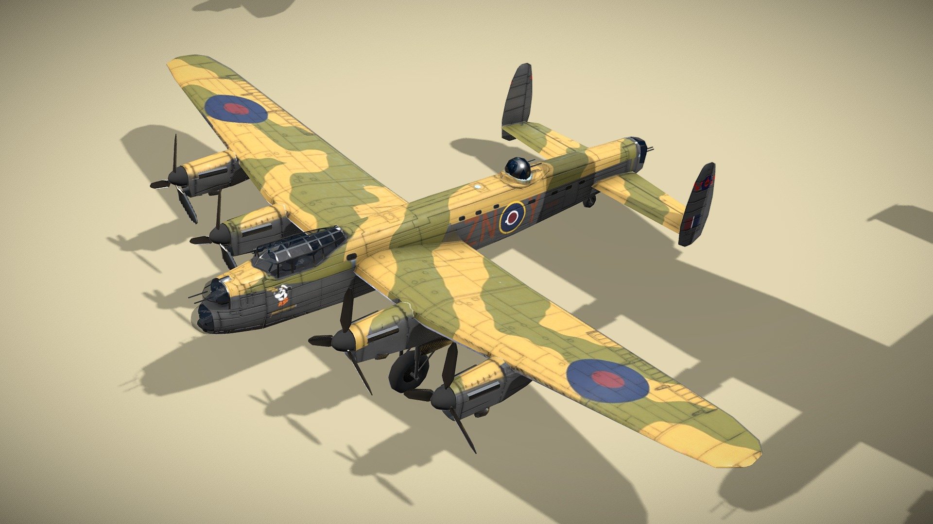 Avro Lancaster

Lowpoly model of british heavy bomber



Avro Lancaster is a British 2nd World War heavy bomber. It was designed and manufactured by Avro as a contemporary of the Handley Page Halifax, both bombers having been developed to the same specification, as well as the Short Stirling, all three aircraft being four-engined heavy bombers adopted by the Royal Air Force (RAF) during the same wartime era. It first saw service with RAF Bomber Command in 1942 and as the strategic bombing offensive over Europe gathered momentum, it was the main aircraft for the night-time bombing campaigns that followed. As increasing numbers of the type were produced, it became the principal heavy bomber used by the RAF  and squadrons from other Commonwealth countries.



1 standing version with wheels and 2 flying versions with trails, afterburner, pilot and armament.

Model has bump map, roughness map and 3 x diffuse textures.



Check also my other aircrafts and cars - Avro Lancaster - Buy Royalty Free 3D model by NETRUNNER_pl 3d model