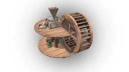 Water mill lowpoly, animation, environment