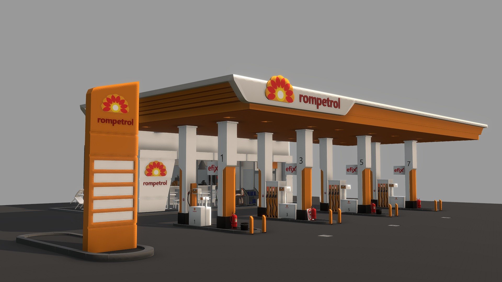 Rompetrol gazstation created by CRT3D, i hope you will enjoy this model - gaz station - Download Free 3D model by CRT3D 3d model