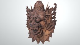 Barong Wooden Indonesian Mask bali, mask, indonesian, artisan, artesania, barong, scan, wood, beruang